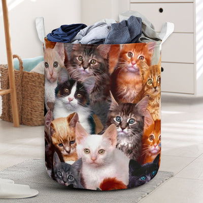 Cat Beautiful Cute Cats Colorful - Laundry Basket - Owls Matrix LTD