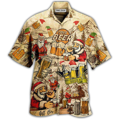 Hawaiian Shirt / Adults / S Beer Drinking Beer With Santa Claus - Hawaiian Shirt - Owls Matrix LTD