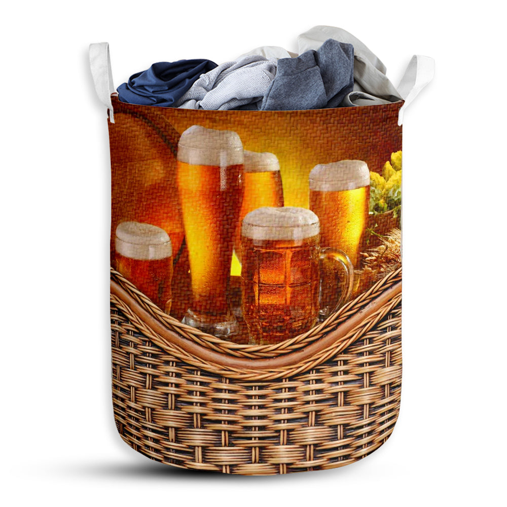 S: 17.72”x13.78” (45x35 cm) Beer Rattan Teaxture Beer - Laundry Basket - Owls Matrix LTD