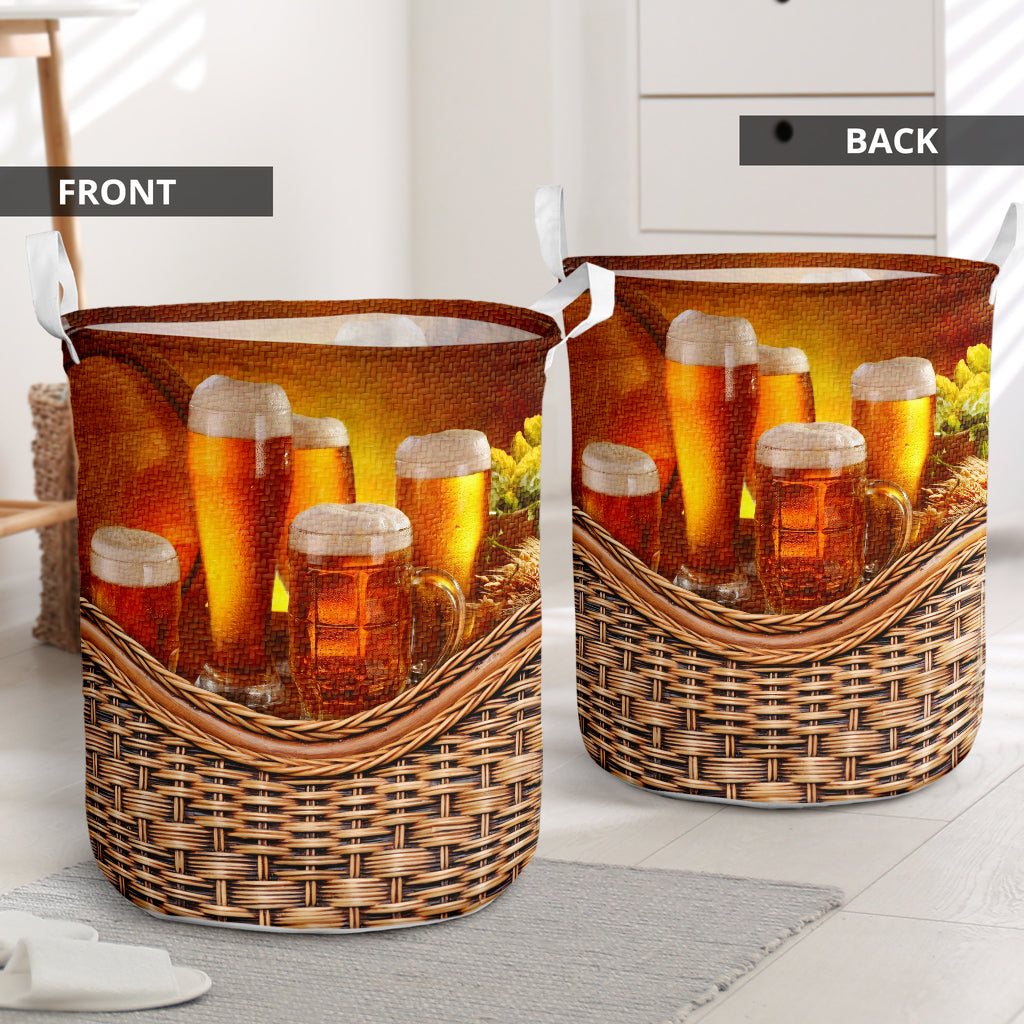 Beer Rattan Teaxture Beer - Laundry Basket - Owls Matrix LTD