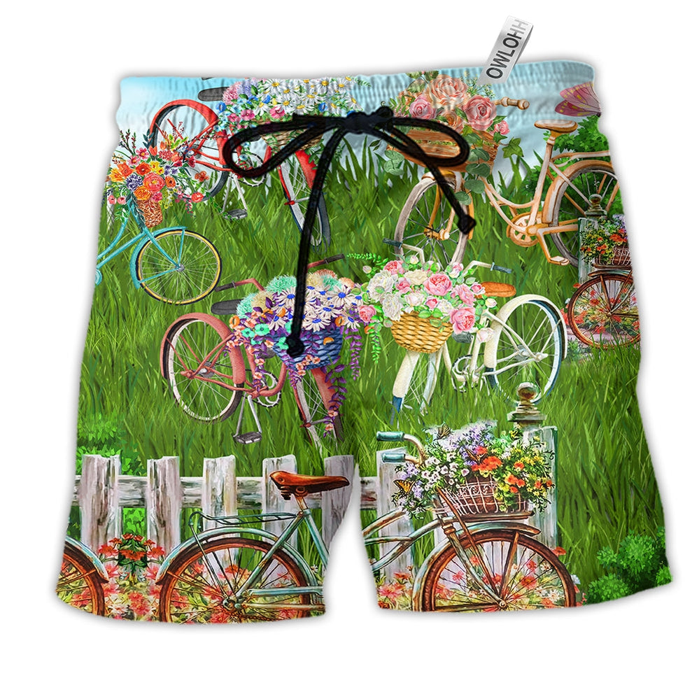 Beach Short / Adults / S Bike Love Flowers Style - Beach Short - Owls Matrix LTD