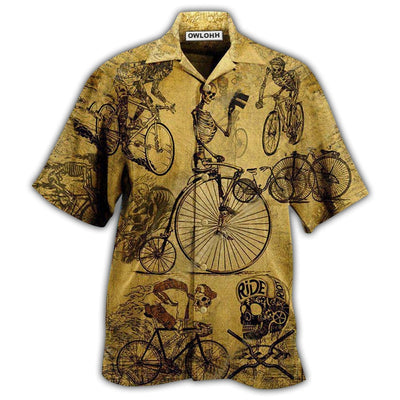Hawaiian Shirt / Adults / S Bike Skull Born To Ride Ride To Live Vintage - Hawaiian Shirt - Owls Matrix LTD