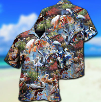 Stork Bird Migration - Hawaiian Shirt - Owls Matrix LTD