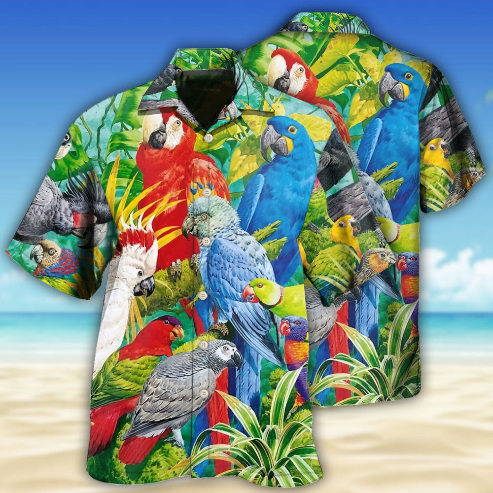 Parrot Tropical Summer Style - Hawaiian shirt - Owls Matrix LTD