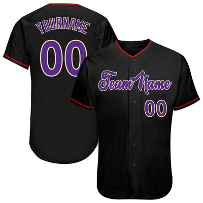 Custom Black Purple-Cream Authentic Baseball Jersey - Owls Matrix LTD