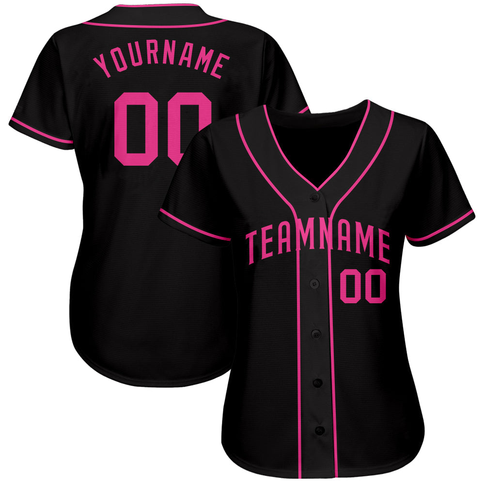 Custom Black Pink Authentic Baseball Jersey - Owls Matrix LTD