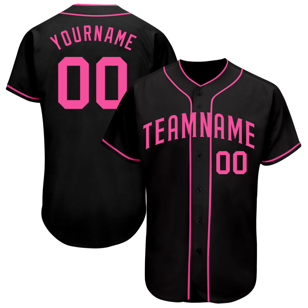 Custom Black Pink Authentic Baseball Jersey - Owls Matrix LTD