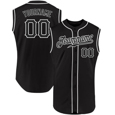 Custom Black Black-White Authentic Sleeveless Baseball Jersey - Owls Matrix LTD