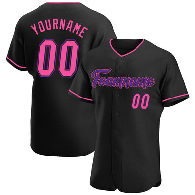Custom Black Pink-Purple Authentic Baseball Jersey - Owls Matrix LTD