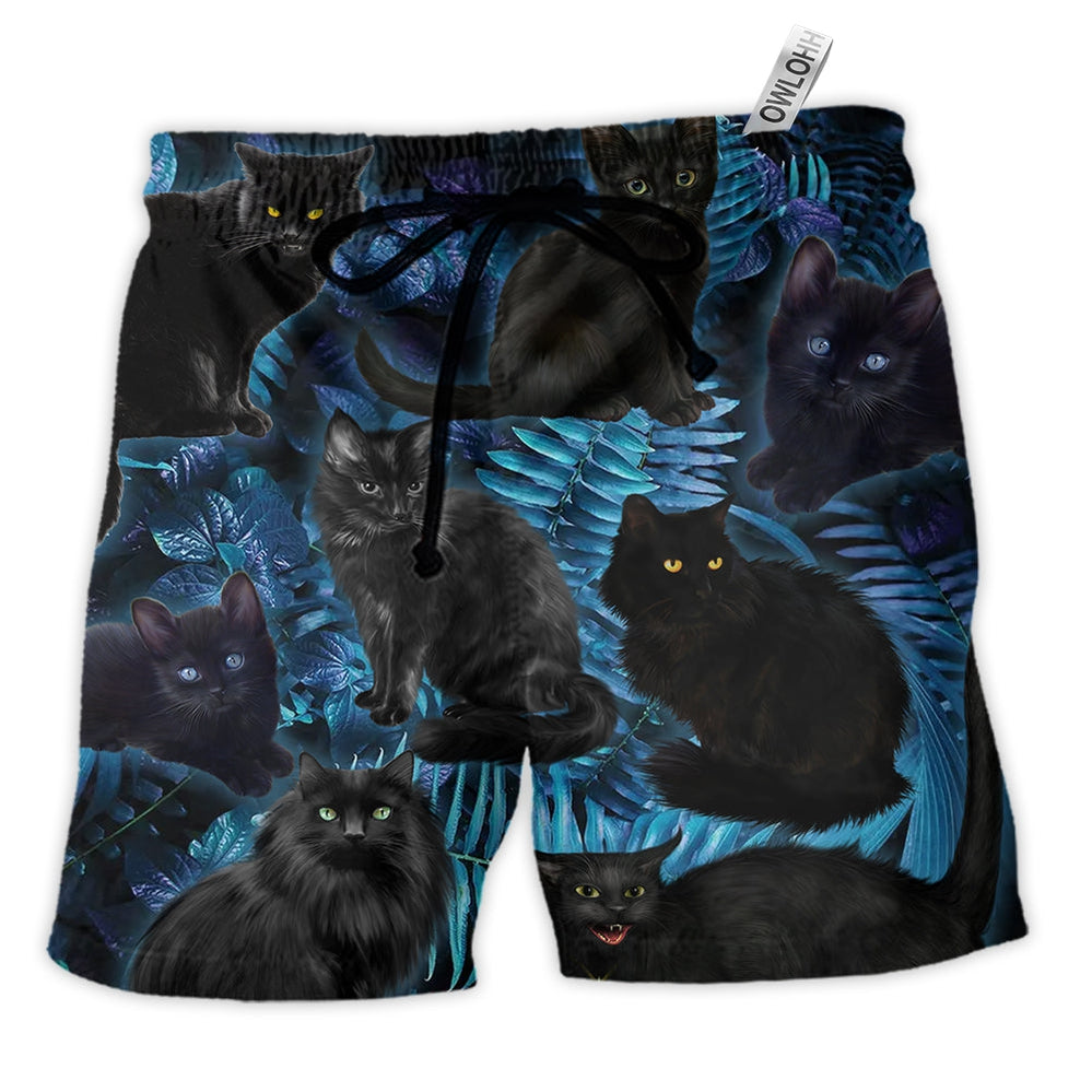Beach Short / Adults / S Black Cat Midnight In Jungle - Beach Short - Owls Matrix LTD