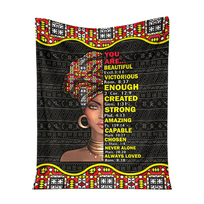50" x 60" Black Girl God Says You Are African American Strong - Flannel Blanket - Owls Matrix LTD