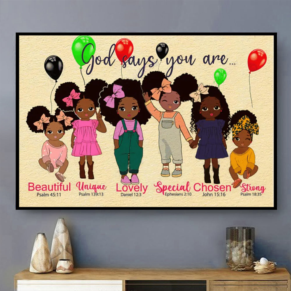 Black Girl God Says You Are Black Girl - Horizontal Poster - Owls Matrix LTD