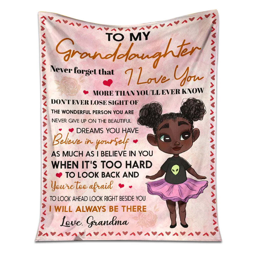 50" x 60" Black Girl To My Granddaughter African American - Flannel Blanket - Owls Matrix LTD
