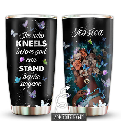 20OZ Black Woman Stand Before Anyone Butterfly Personalized - Tumbler - Owls Matrix LTD