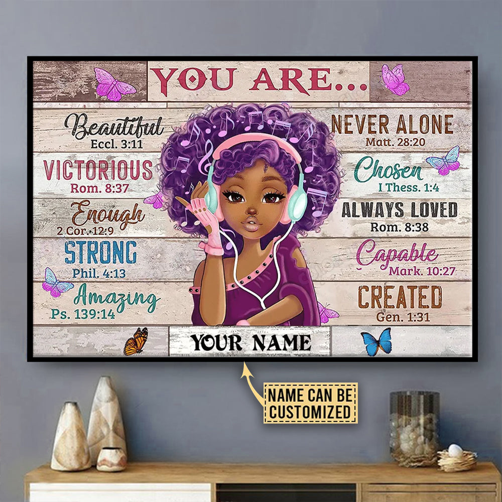 Black Woman You Are Beautiful Black Personalized - Horizontal Poster - Owls Matrix LTD