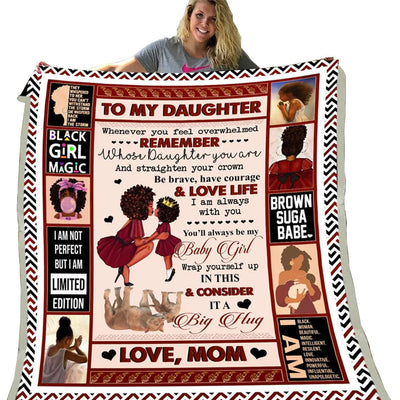 Black Woman To My Daughter From Mom - Flannel Blanket - Owls Matrix LTD