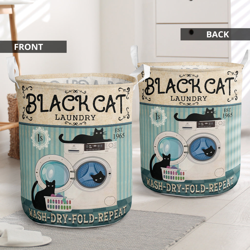 Black Cat Wash Basic Style - Laundry Basket - Owls Matrix LTD
