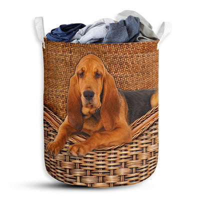 S: 17.72”x13.78” (45x35 cm) Bloodhound Dog Rattan Teaxture - Laundry Basket - Owls Matrix LTD