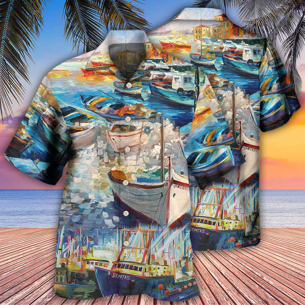 Boat Art Style - Hawaiian Shirt - Owls Matrix LTD