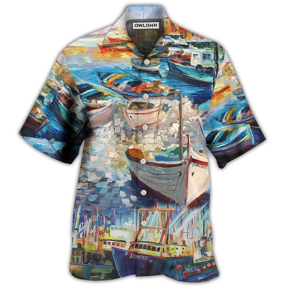 Hawaiian Shirt / Adults / S Boat Art Style - Hawaiian Shirt - Owls Matrix LTD