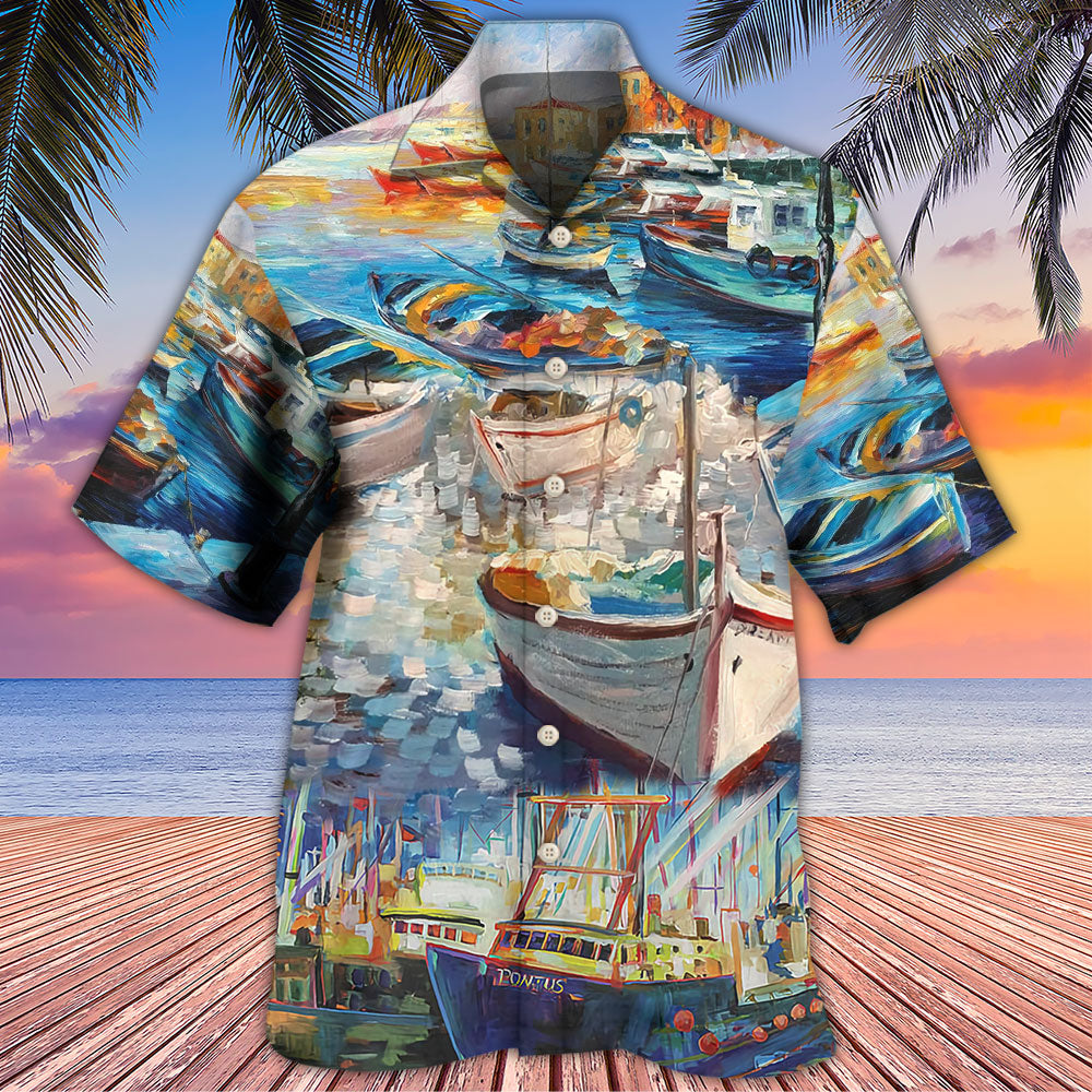 Boat Art Style - Hawaiian Shirt - Owls Matrix LTD