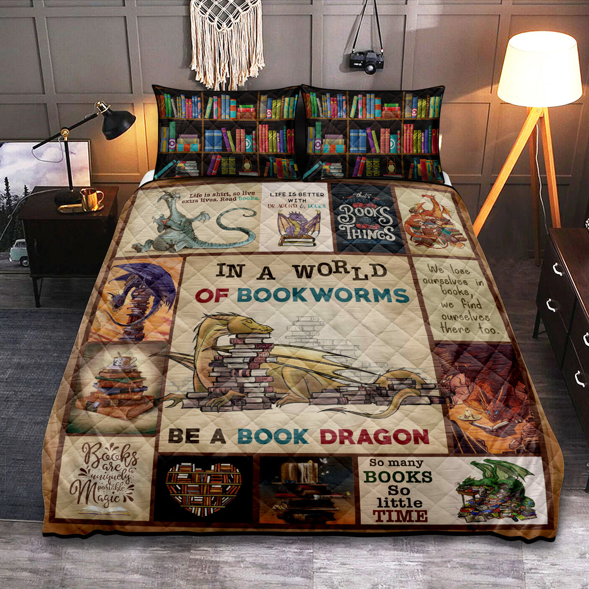 Book Be A Book Dragon Amazing Sleeping - Quilt Set - Owls Matrix LTD