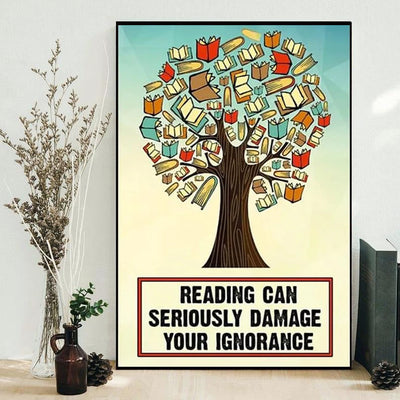 Book Reading Can Seriously Damage Your Ignorance - Vertical Poster - Owls Matrix LTD