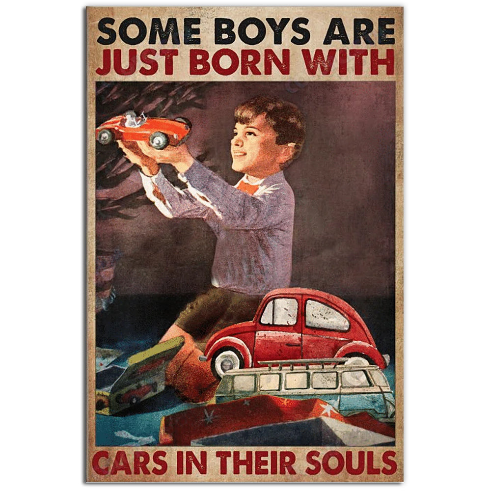 12x18 Inch Car Boy Play Cars In Their Souls - Vertical Poster - Owls Matrix LTD