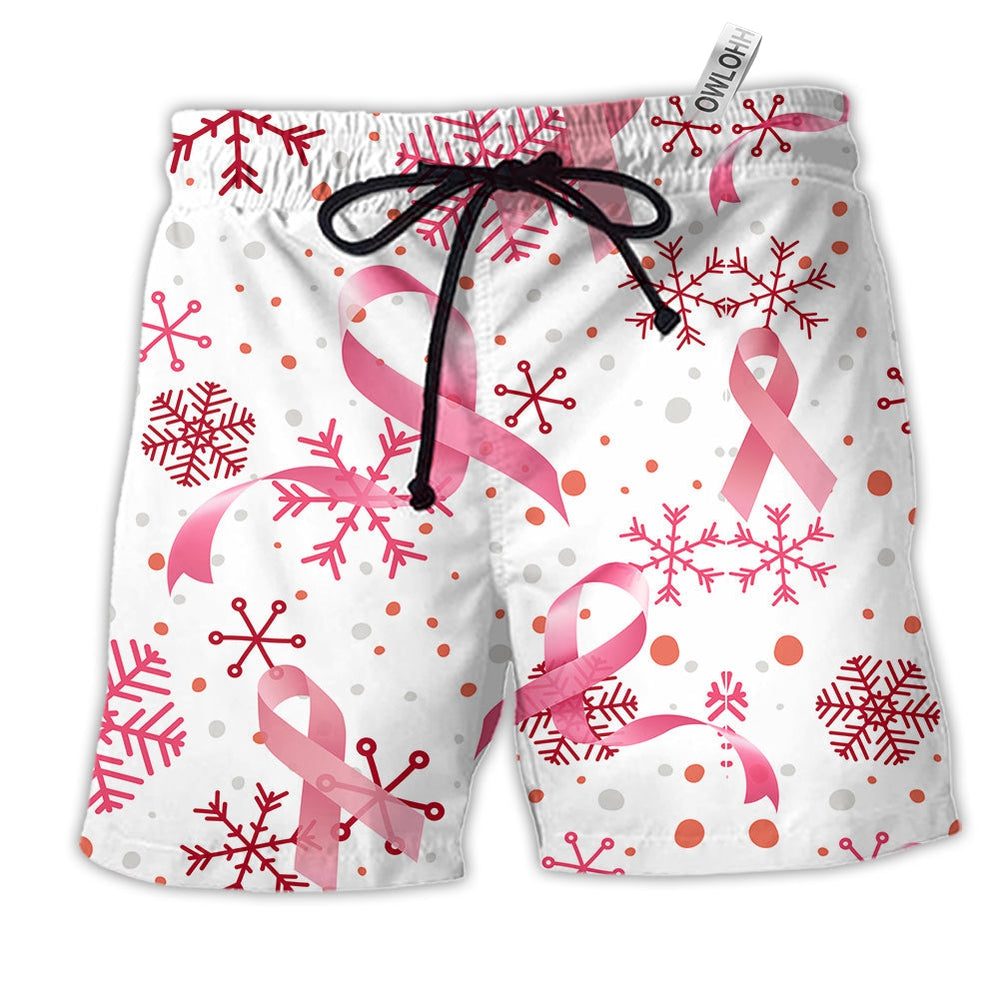 Beach Short / Adults / S Breast Cancer Pink Ribbon Merry Christmas - Beach Short - Owls Matrix LTD