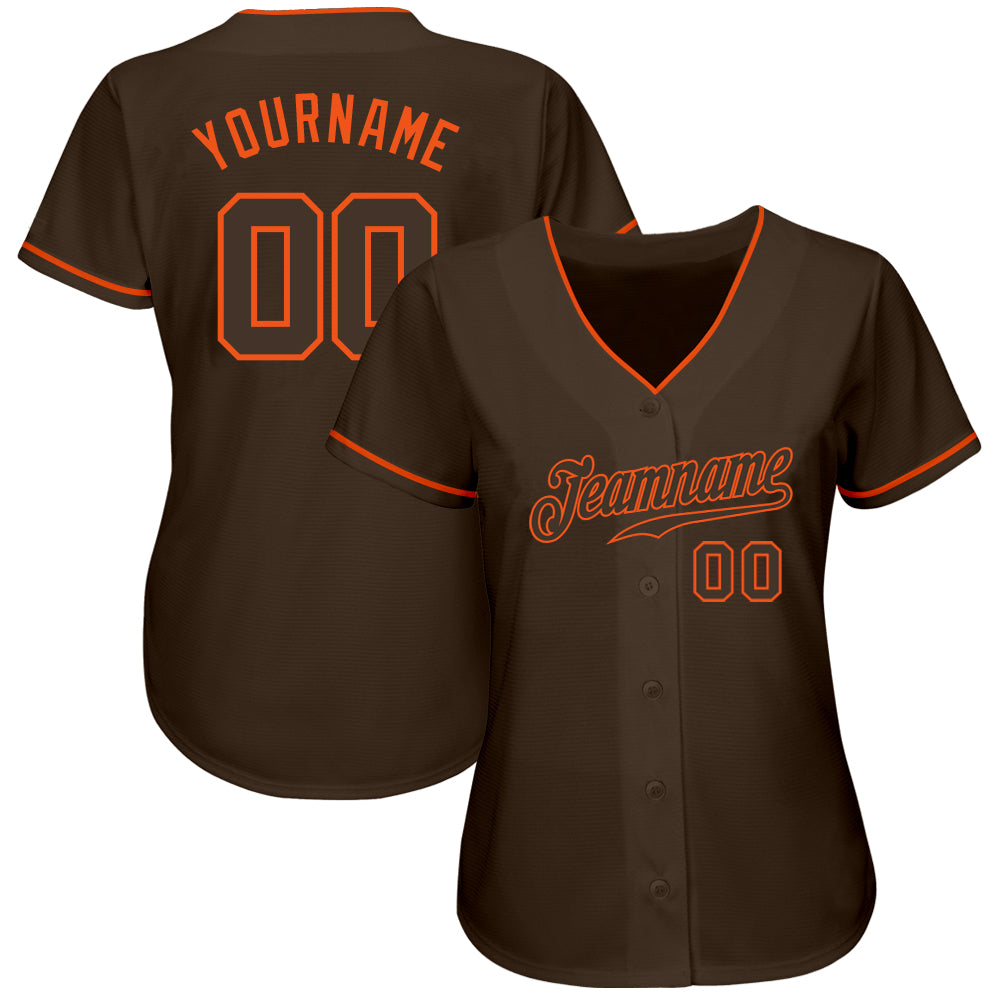 Custom Brown Brown-Orange Authentic Baseball Jersey - Owls Matrix LTD