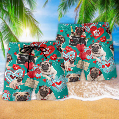 Bulldog Happy Valentine Love - Beach Short - Owls Matrix LTD
