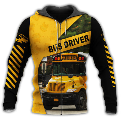 Zip Hoodie / S School Bus Driver School Bus With Yellow - Hoodie - Owls Matrix LTD
