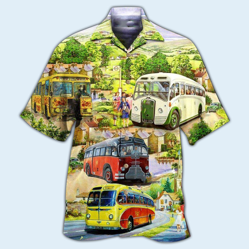 Bus Make Bus Driver Great Again And Again Field - Hawaiian Shirt - Owls Matrix LTD