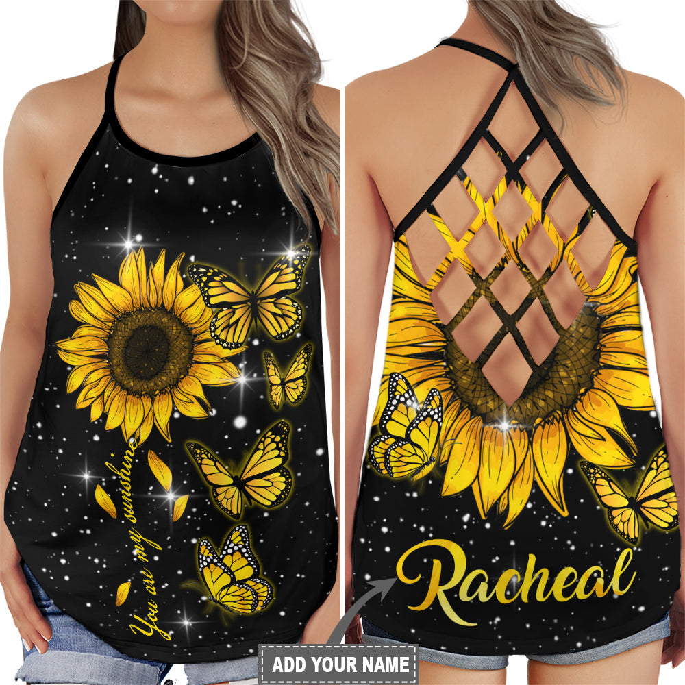 S Butterfly Beautiful Everyday With Stunning Flower Personalized - Cross Open Back Tank Top - Owls Matrix LTD