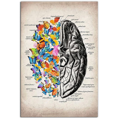 12x18 Inch Butterfly Brain Colorful Classic - Vertical Poster - Owls Matrix LTD