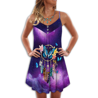 Butterfly Dreamcatcher With Royal Color - Summer Dress - Owls Matrix LTD