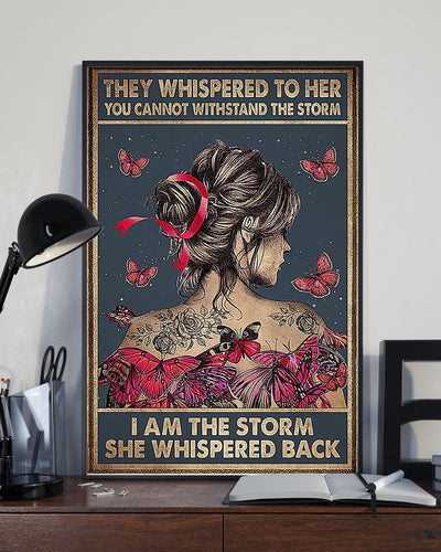 Butterfly Girl I Am The Storm She Whispered Back Pink Butterfly - Vertical Poster - Owls Matrix LTD