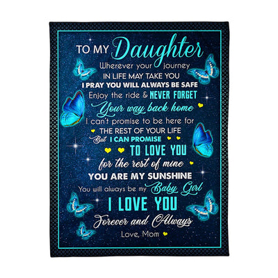 50" x 60" Butterfly Wherever Your Journey In Life Mom To Daughter - Flannel Blanket - Owls Matrix LTD