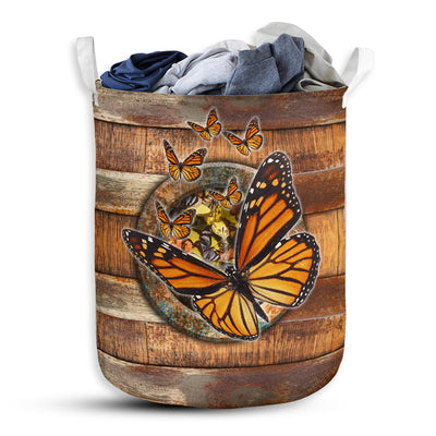 S: 17.72”x13.78” (45x35 cm) Butterfly Wood Vintage - Laundry Basket - Owls Matrix LTD
