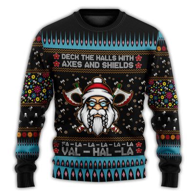Christmas Sweater / S Viking Christmas Deck The Halls With Axes And Shields - Sweater - Ugly Christmas Sweaters - Owls Matrix LTD