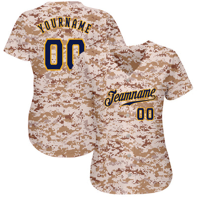 Custom Camo Navy-Gold Authentic Salute To Service Baseball Jersey - Owls Matrix LTD