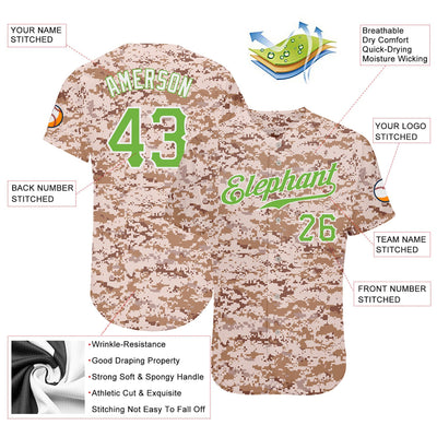 Custom Camo Neon Green-White Authentic Salute To Service Baseball Jersey - Owls Matrix LTD