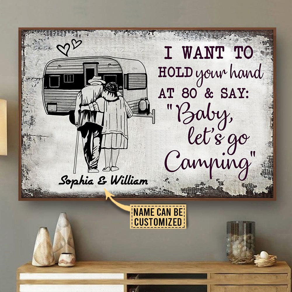 Camping Couple Hold Your Hand Lover Personalized - Horizontal Poster - Owls Matrix LTD