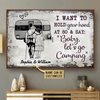 Camping Couple Hold Your Hand Lover Personalized - Horizontal Poster - Owls Matrix LTD