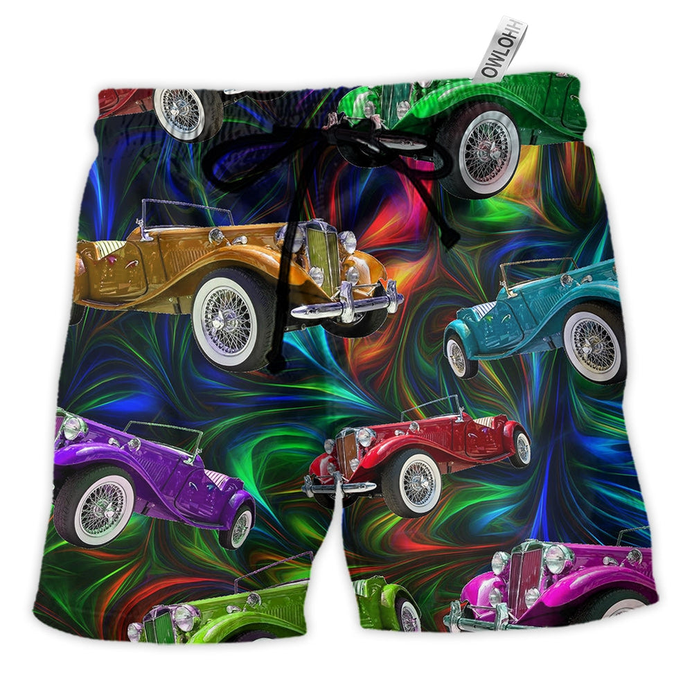 Beach Short / Adults / S Car Retro Colorful Vibe - Beach Short - Owls Matrix LTD