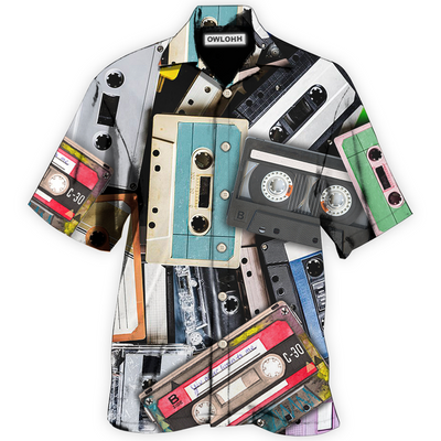 Hawaiian Shirt / Adults / S Cassette Music Lover - Hawaiian Shirt - Owls Matrix LTD