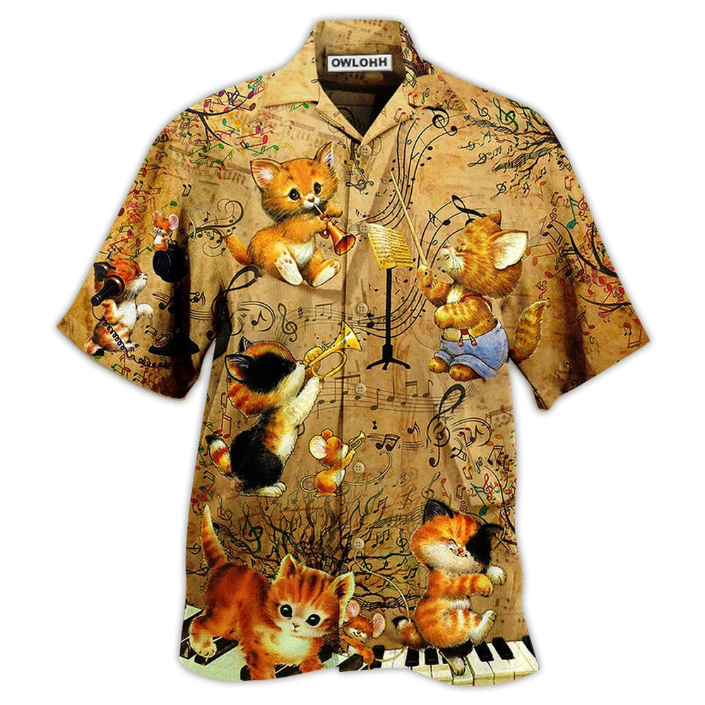Hawaiian Shirt / Adults / S Cat Baby Love Music - Hawaiian Shirt - Owls Matrix LTD