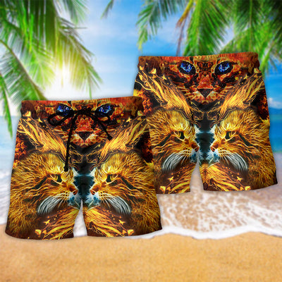 Cat Cool Flaming Cat - Beach Short - Owls Matrix LTD