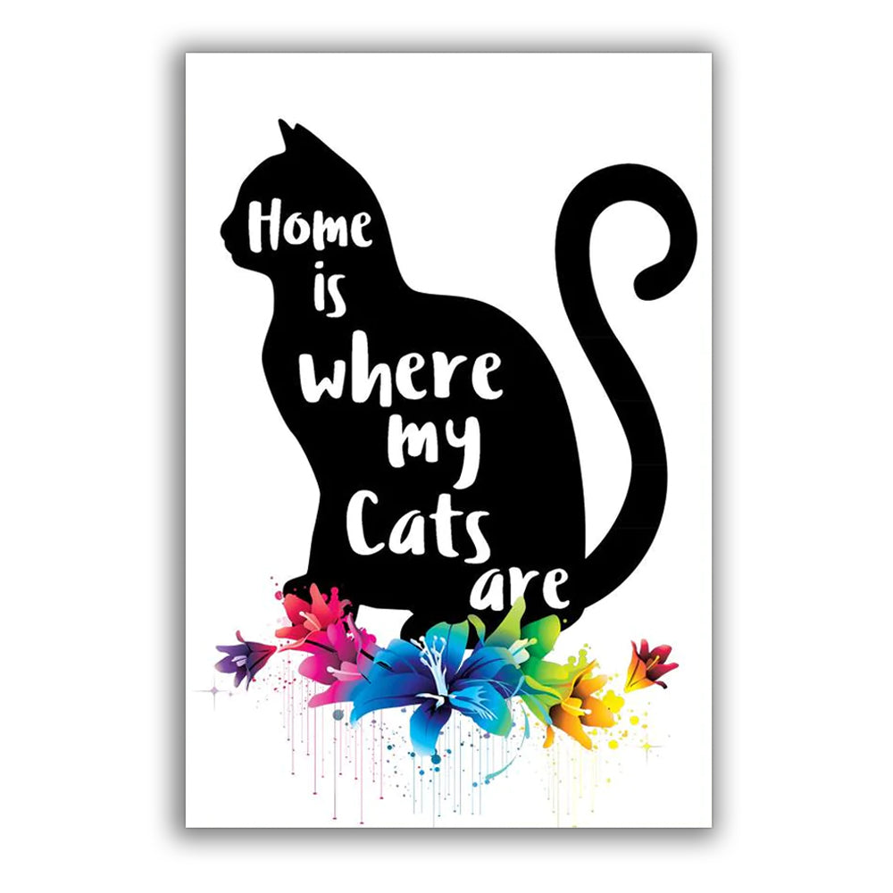 12x18 Inch Cat Home Is Where My Cats Are - Vertical Poster - Owls Matrix LTD
