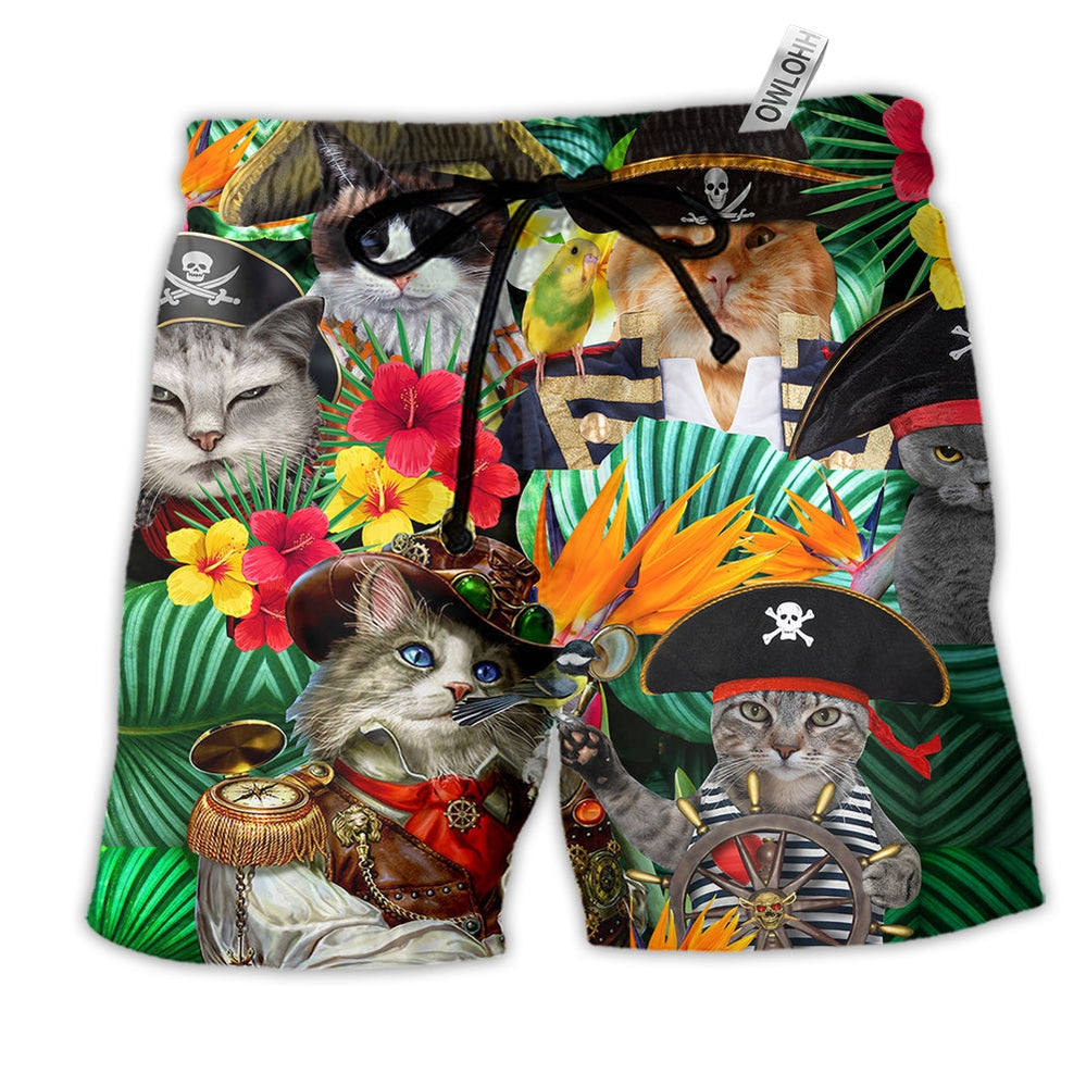 Beach Short / Adults / S Cat It's Pirate Life For Me Tropical Floral - Beach Short - Owls Matrix LTD